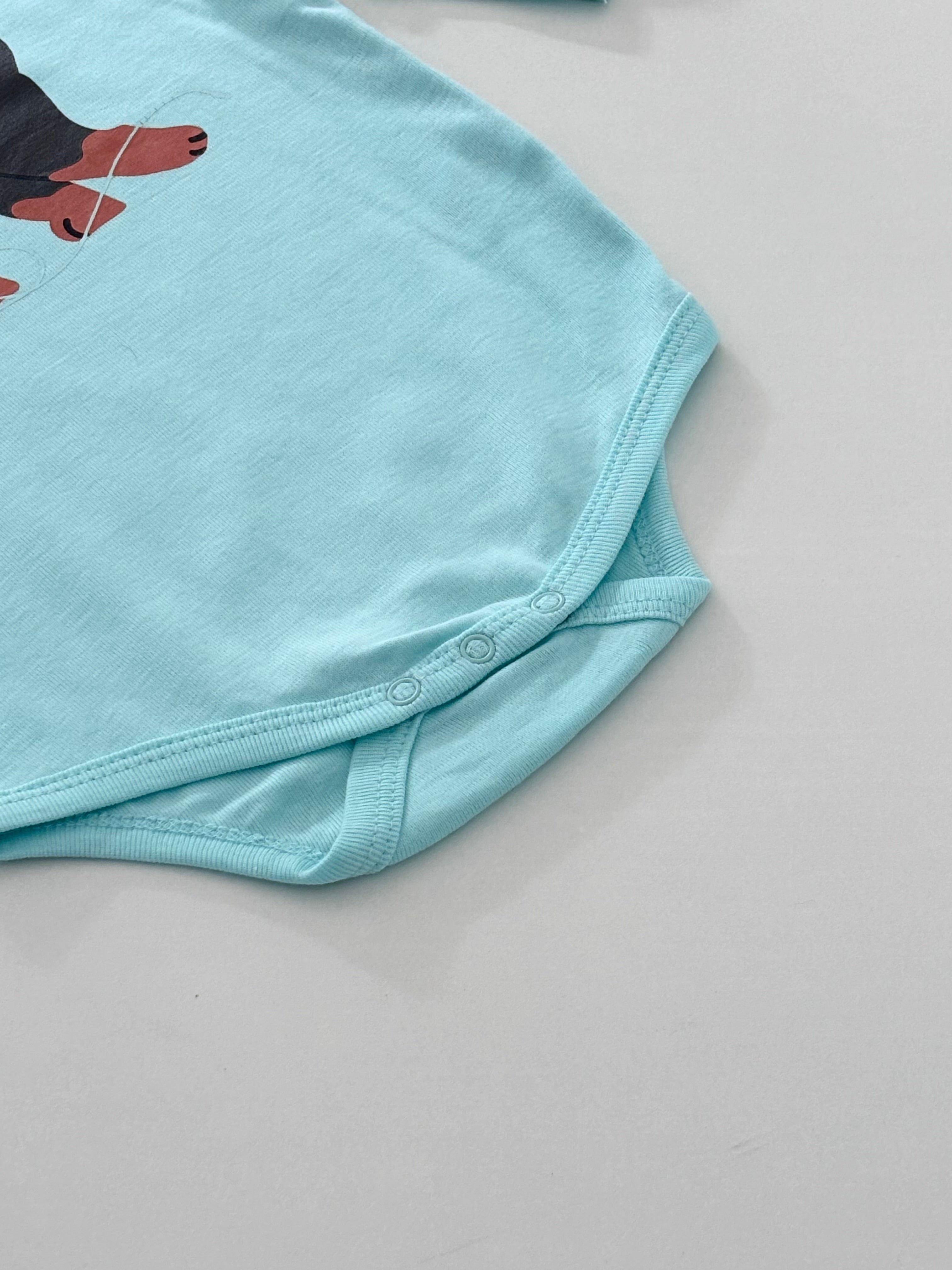 FOX PRINTED TEAL BLUE ONESIE