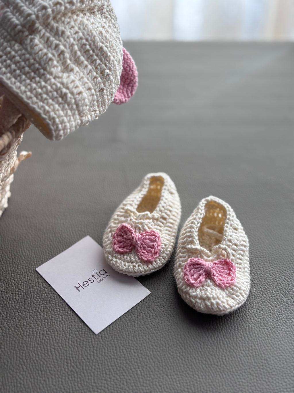 Pink bow attached booties girly type ( preorder)