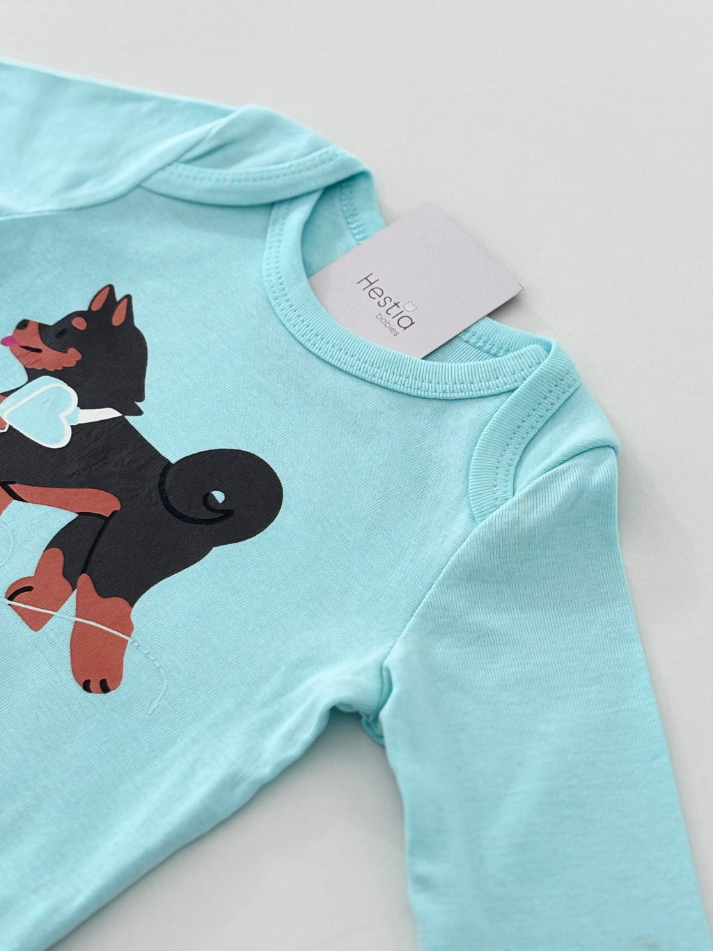 FOX PRINTED TEAL BLUE ONESIE
