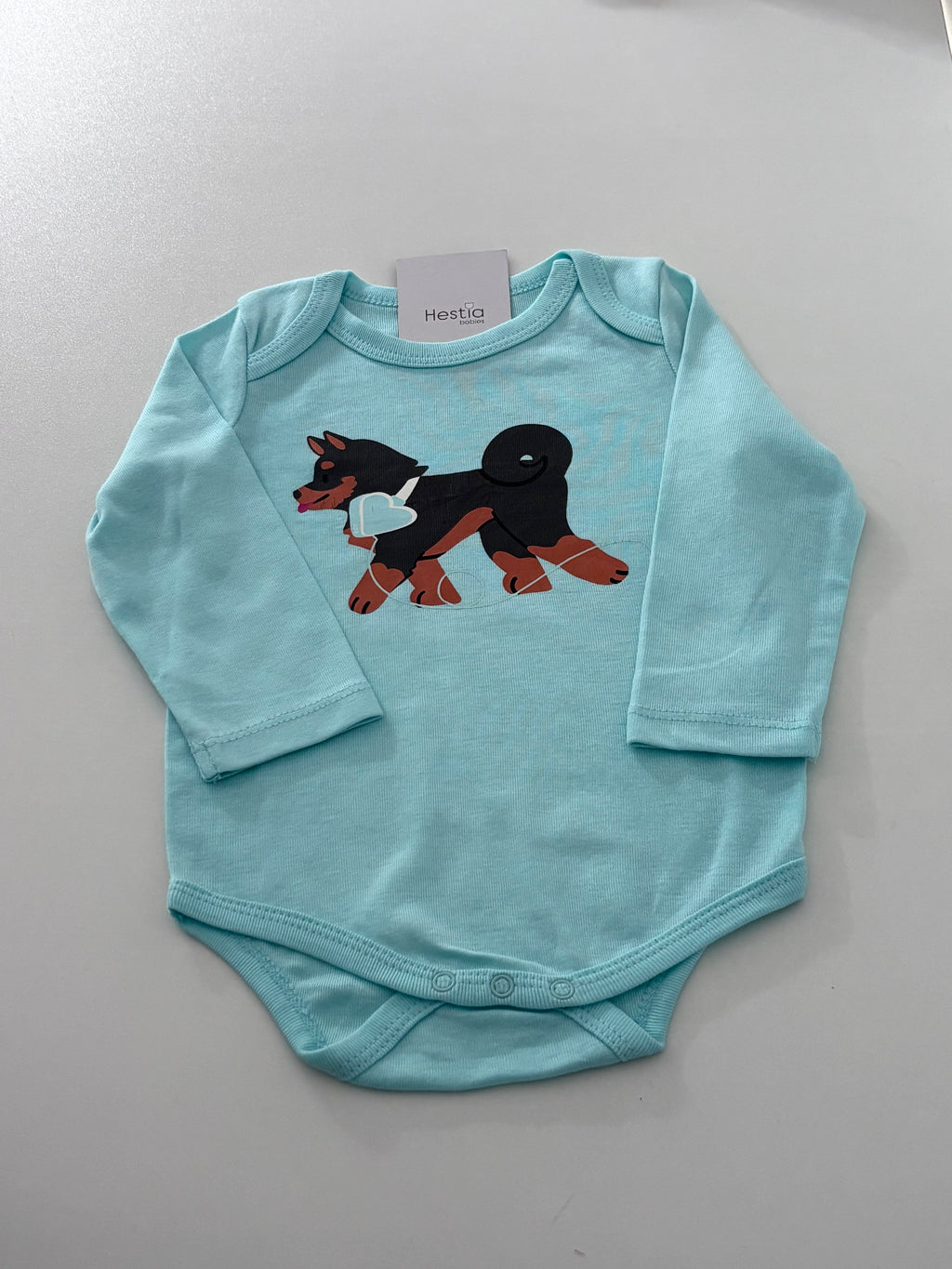 FOX PRINTED TEAL BLUE ONESIE