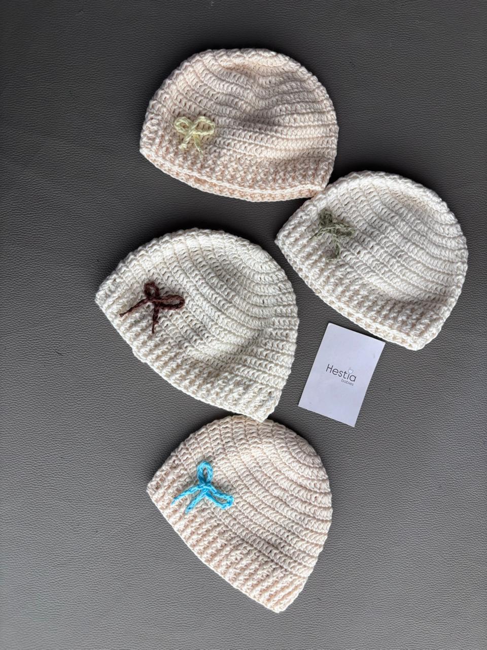 Premium Handmade Baby Cap – Boho Aesthetic, 0–3 Months