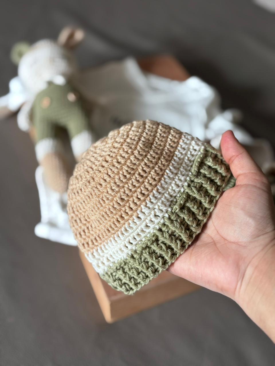 HANDMADE TRICOLOUR COTTON CROCHET CAP [PREORDER]