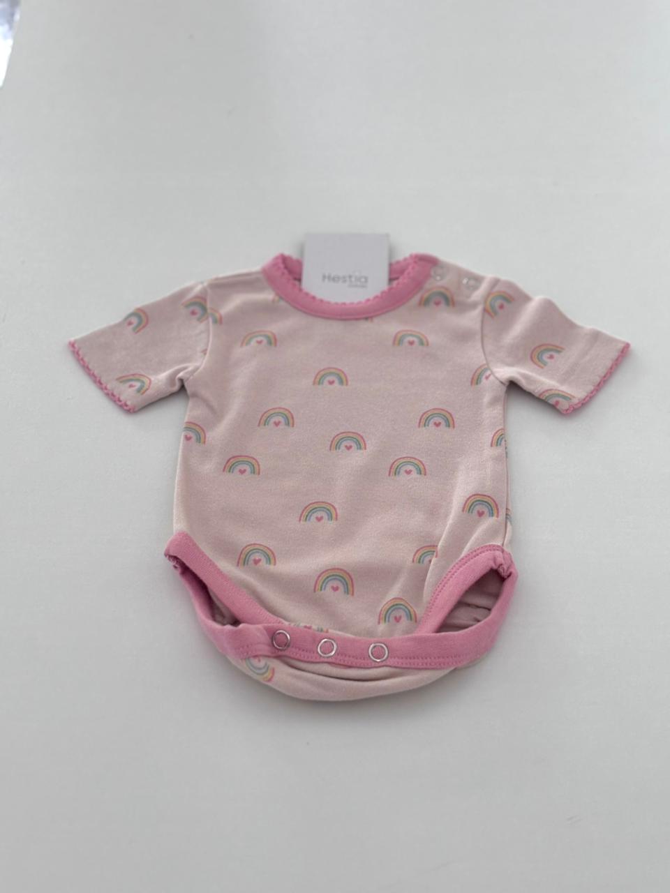 Ready Stock: Premium Rainbow Print Newborn Onesie & Plushy Cap Set