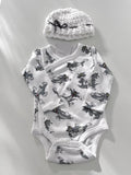 Premium Cotton Tom & Jerry Wrap-Over Onesie & Flappy Cap Set (3-6 Months)
