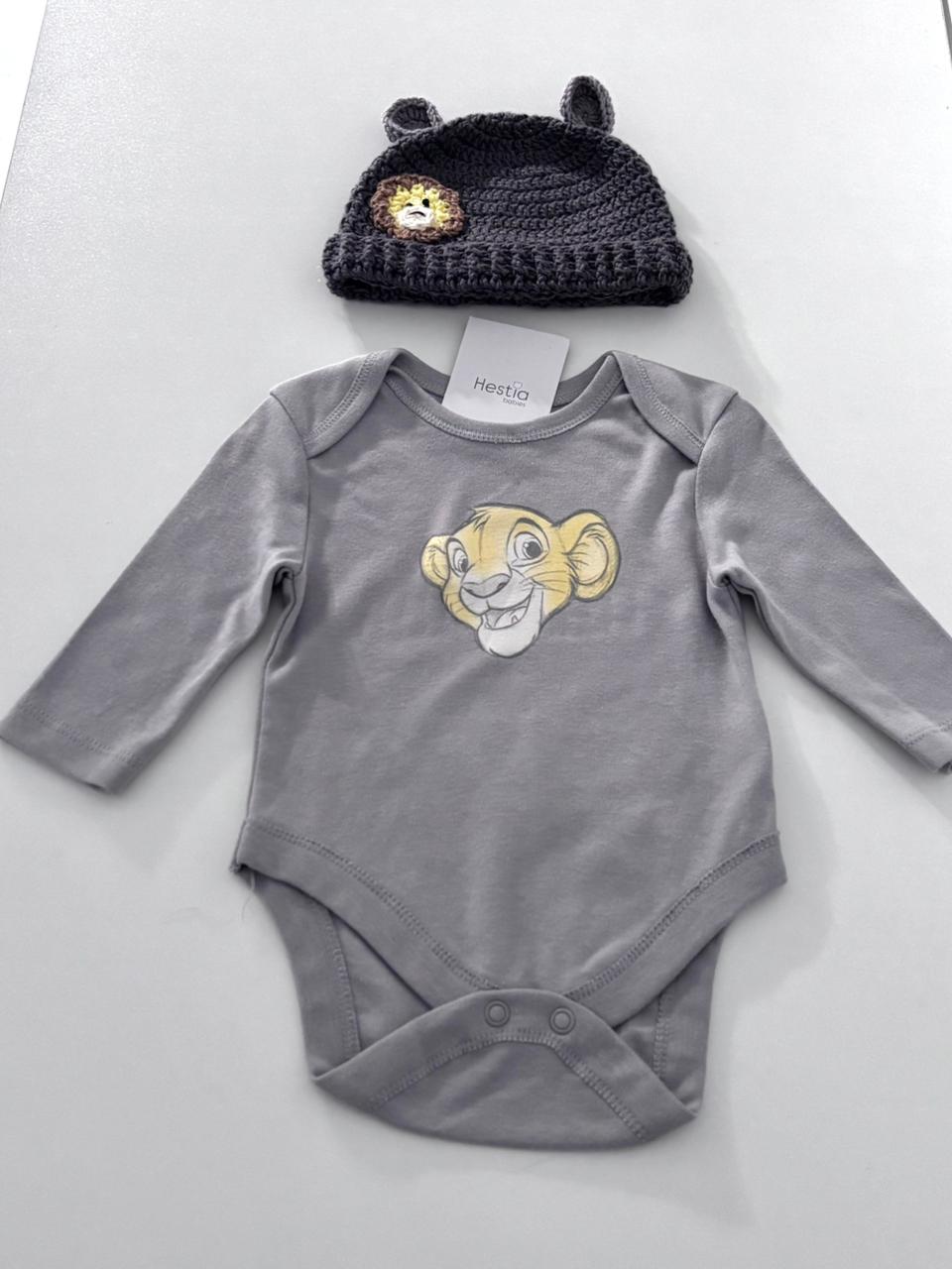 Premium Lion Print Onesie & Crochet Lion Cap Gift Set (2-Piece Set)