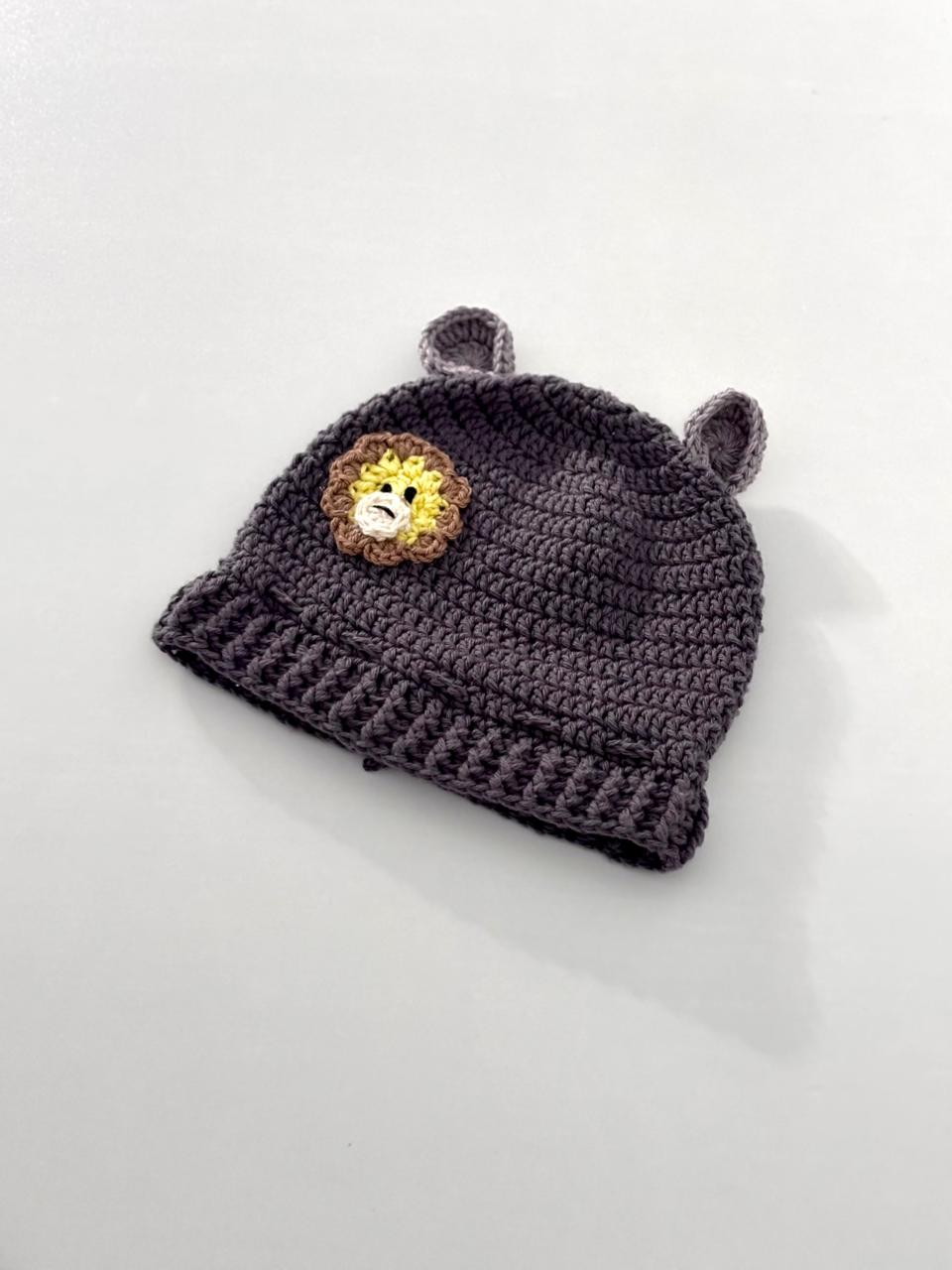 Premium Lion Print Onesie & Crochet Lion Cap Gift Set (2-Piece Set)