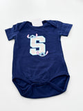 5 PRINT NAVY BLUE ONESIE [6-12 MONTHS AND 12-18 MONTHS]