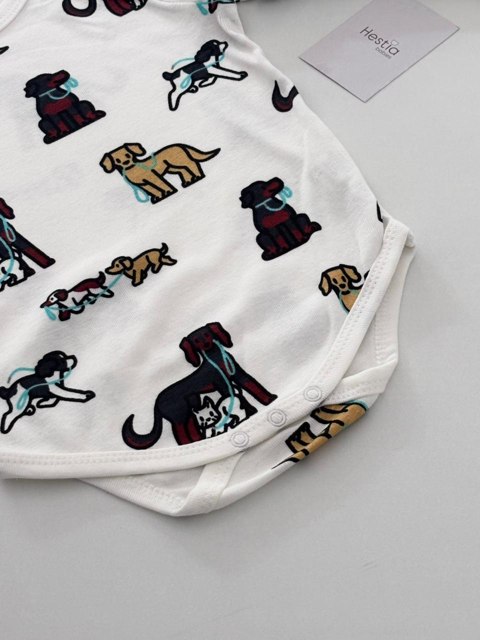 DOG PRINTED  OFFWHITE ONESIE  6-12 MONTH