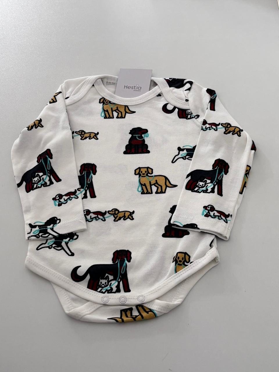 DOG PRINTED  OFFWHITE ONESIE  6-12 MONTH