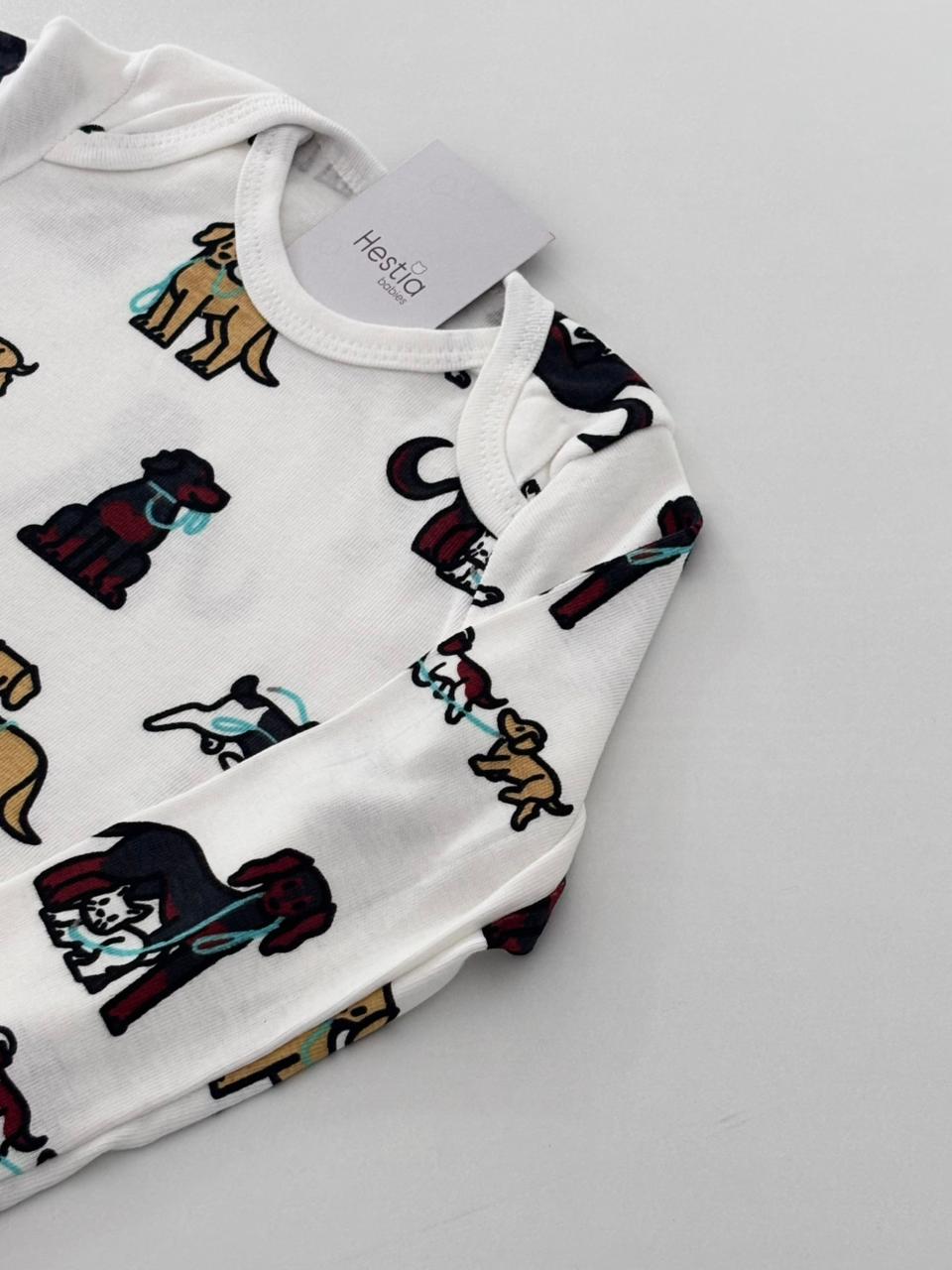 DOG PRINTED  OFFWHITE ONESIE  6-12 MONTH