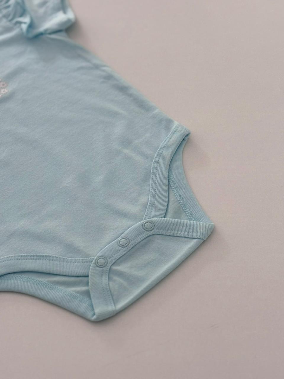 BUTTERFLY LIGHT BLUE ONESIE  6-12 MONTHS