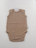 CUSTOM PRINTED BABY ONESIES BEIGE COLOR SLEEVELESS
