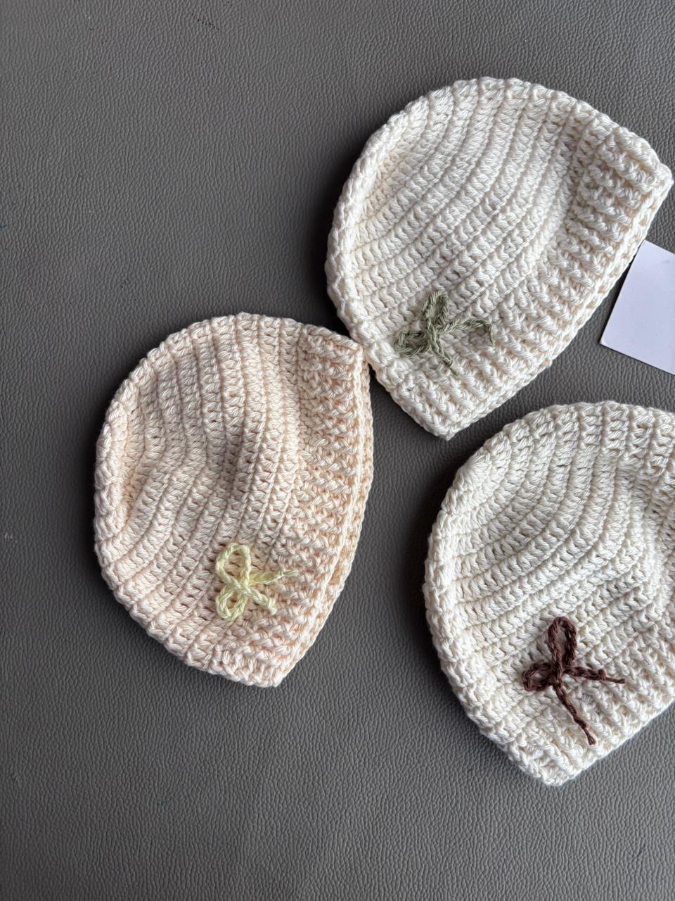 Premium Handmade Baby Cap – Boho Aesthetic, 0–3 Months